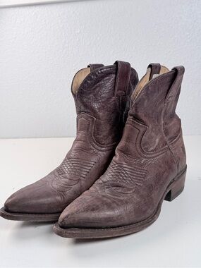 Frye Womens 6.5 B Brown Distressed Leather Short Western Cowboy Boots